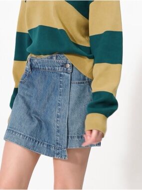 Zara Denim Wrap Mini Skort - Blue